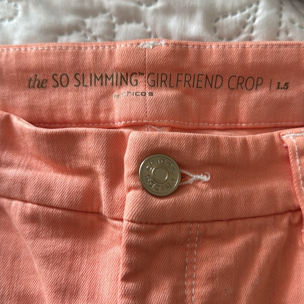NEW Chico's Orange Tie Dye Ankle Denim Jeans Size 1.5 - Picture 3 of 5